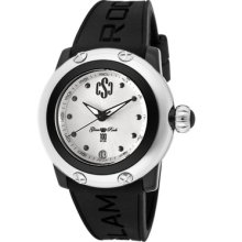 Glamrock Women's Miss Miami Beach Silver Guilloche Dial Black Silicone