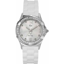 Go Women's 697019 Silver Dial Crystal Soft White Rubber Watch ...