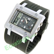 Good Gray Strap Digital and Quartz Multifunction Wristwatch