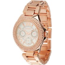 Gossip Multi-Function Crystal Bezel Bracelet Watch - Rosetone - One Size