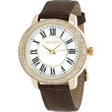 Gossip Patent Leather Strap Watch with Oval Dial - Tobacco - One Size