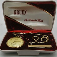 Gruen Veri-thin Precision 10kt Gf 17 Jewels Pocket Watch W/ Knife Original Box