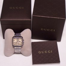 Gucci Authentic Swiss Watch Coupe Large Sun Brushed Dial Steel Ya131301