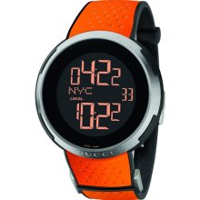 Gucci Men's Stainless Steel Case Orange Rubber Strap Digital Dial YA114104