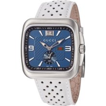 Gucci Women's Coupe Swiss Quartz Blue Dial Leather Strap Watch