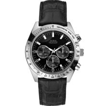 GUESS Black Leather Strap Waterpro Watch