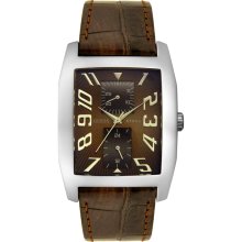 Guess G85746G Brown Dial Brown Leather Strap Multifunction Men's Watch