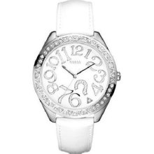 Guess Ladies Stoneset Leather Watch W80022L1