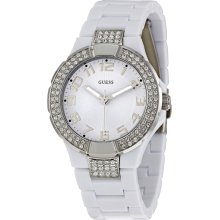 Guess Prism White Dial White Plastic Ladies Watch W11611L1