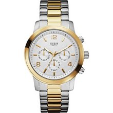 Guess U0123g2 Two Tone Gold Chronograph Men's Watch In Original Box