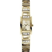 Guess U0200l2 Crystal Accent Gold Dial Ladies Watch
