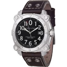 Hamilton Men's 'Khaki Navy' Stainless Steel, Leather Automatic Watch