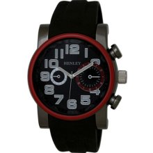 Henley Men's Quartz Watch With Black Dial Analogue Display And Black Brushed Gun Metal Silicone Strap H02049.10