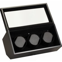 High Quality Diplomat Matte Black 3 Watch Triple Automatic Winder Box