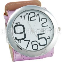 Hot Sale Big Dial High Quality Quartz Woman Watch Red