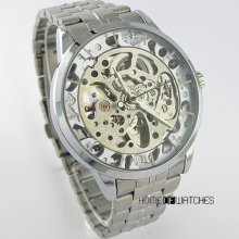 Hot Special Transparent Full Skeleton Automatic Mechanical S/steel Wrist Watch