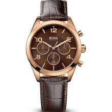 Hugo Boss Rose Gold Leather Chronograph Ladies Watch 1502311 - Gold - Leather