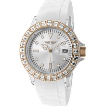 I by Invicta Watches Women's White Crystal Silver Dial White Silicone