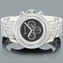 Iced Out Mens Diamond Watch by LUXURMAN 1ct Black