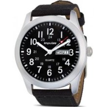 Impulse IM8479SL Impulse Mountaineer Bi-Lingual Day - Date Calendar Watch Silver - Black