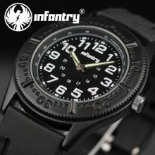 Infantry Fashion Military Sport Analog Black Silicone Quartz Mens Wrist Watch