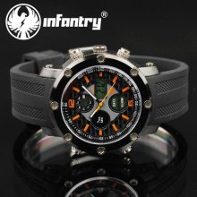 Infantry Mens Luxury Sport Quartz Digital Chrono Alarm Watch Rubber Band