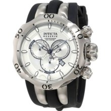 Invicta 10827 Men's Watch Reserve Venom Fang Silver Tone Dial Rubber Strap 1000m