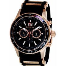 Invicta 1238 Black Rose Gold Dial Chrono Mens Watch