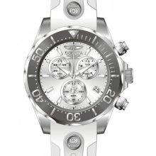 Invicta 12397 Men's Watch Pro Diver Silver Dial Quartz Chrono Polyurethane