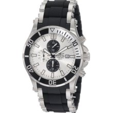 Invicta 1475 Men's Sea Spider Black Rubber Strap Silver Dial Chronograph Watch