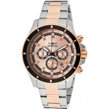 Invicta $895 Men Pro Diver Chrono Rose Dial Silver Ss Band Watch 12457