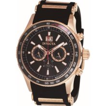 Invicta Flight Black Dial Rose Gold-tone Chronograph Mens Watch 1238