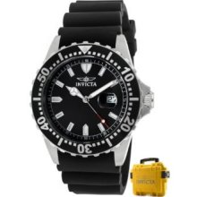 Invicta Men's 10917 Pro Diver Black Dial Black Polyurethane Watch With Yellow