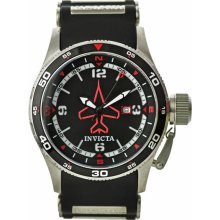 Invicta Men's Aviator Flight Master Compass Stainless Steel Case Rubber Bracelet Black Tone Dial Date Display 1760