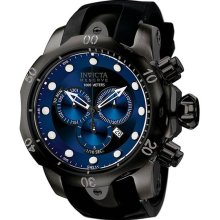 Invicta Men's Black Stainless Steel Reserve Venom Quartz Chronograph Diver Blue Dial Bezel F0003