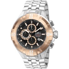 Invicta Men's Chronograph Stainless Steel Case and Bracelet Black Dial Rose Gold Tone Bezel 12354