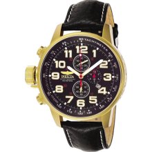 Invicta Men's Gold Tone Stainless Steel Lefty Force Chronograph Leather Strap 3330