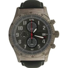 Invicta Men's Gunmetal Military Chronograph Black Leather And Nylon Strap 1320