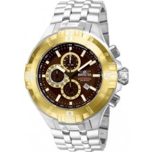 Invicta Men's Pro Diver XXL Chronograph Stainless Steel Case and Bracelet Brown Tone Dial Gold Bezel 12361