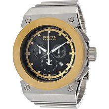 Invicta Men's Reserve Akula Stainless Steel Case and Bracelet Black Dial Chronograph Gold Bezel 11592