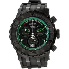 Invicta Men's Reserve Chronograph Stainless Steel Case Rubber Strap Black and Green Dial 12345