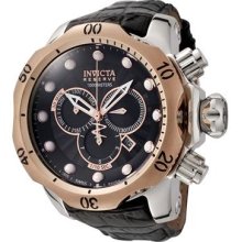 Invicta Men's Reserve Collection Venom Chronograph Watch 0360 With Ss Case, Iprg Bezel, Black Dial And Black Leather Strap