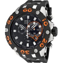 Invicta Men's Reserve Diver Chronograph Swiss Quartz Black Dial Strap Orange 0905