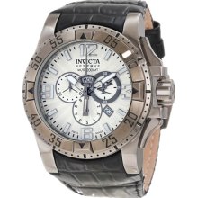 Invicta Men's Reserve Excursion Stainless Steel Case Silver Dial Leather Strap Day and Date Displays 10521