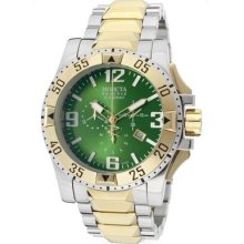 Invicta Mens Reserve Excursion Swiss Made Chronograph Green Dial Two Tone Watch