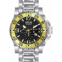 Invicta Men's Reserve Excursion Chronograph Stainless Steel Case and Bracelet Black Dial Gold Bezel 10893