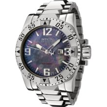 Invicta Men's Reserve Stainless Steel Case and Bracelet Black Mother of Pearl Dial Date Display 6245