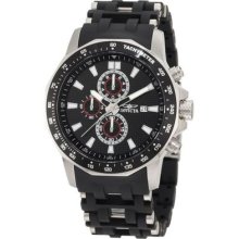 Invicta Mens Sea Spider Chronograph Black Textured Dial Black Polyurethane Watch