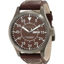 Invicta Mens Specialty Outback Brown Dial Gunemtal Ip Case Day & Date Watch