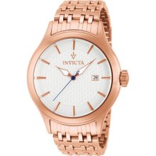 Invicta Men's Vintage Rose Gold Stainless Steel Case and Bracelet Silver Dial Date Display 12241